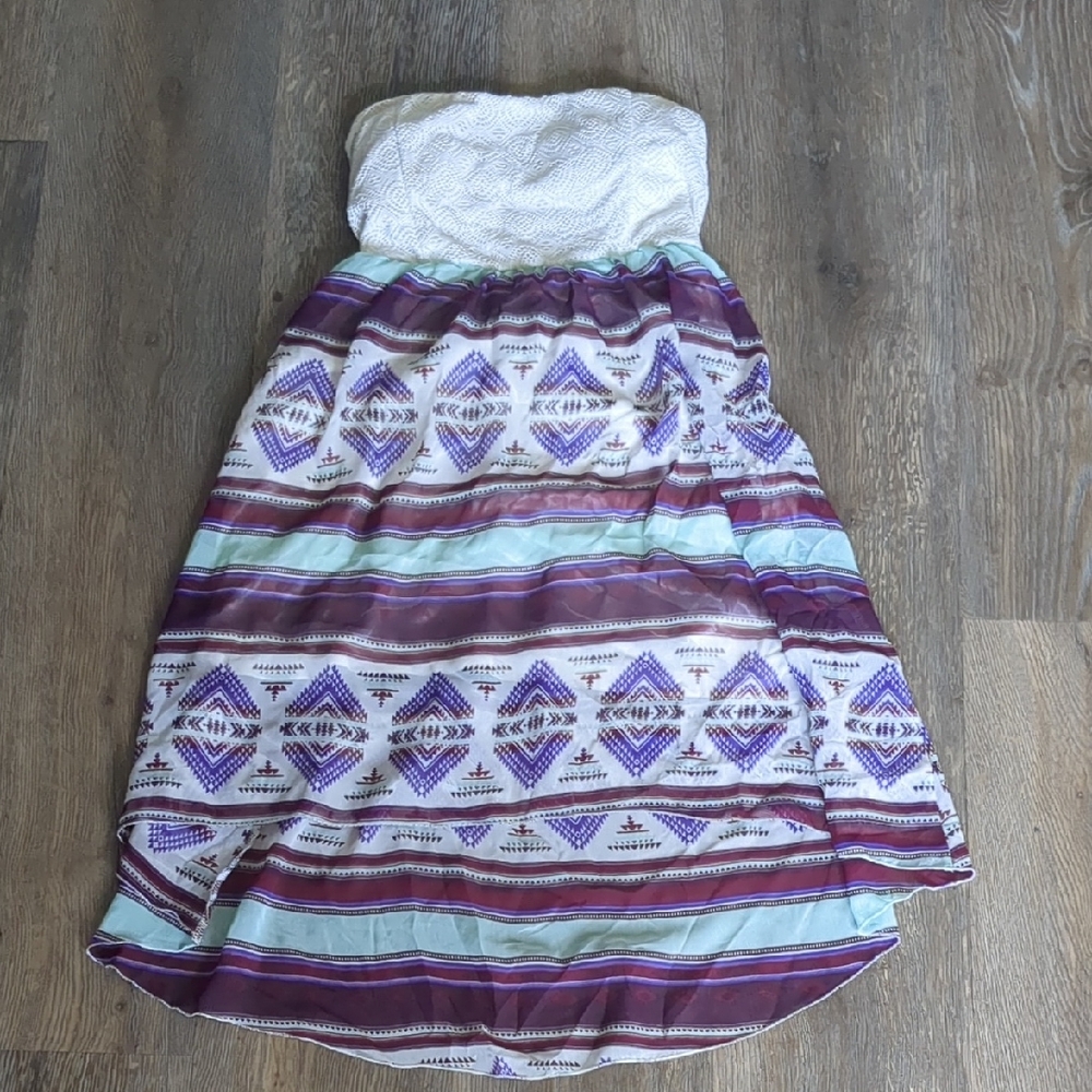 Strapless Purple and White Dress